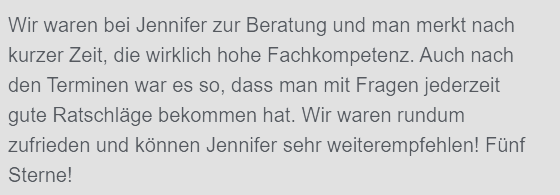 Google-Bewertung einer Klientin, Thema Unverträglichkeit