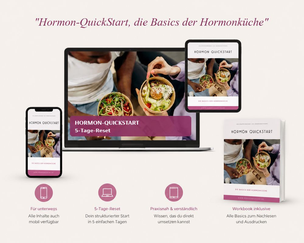 Hormon-QuickStart auf Laptop, Tablet, Handy und als Workbook